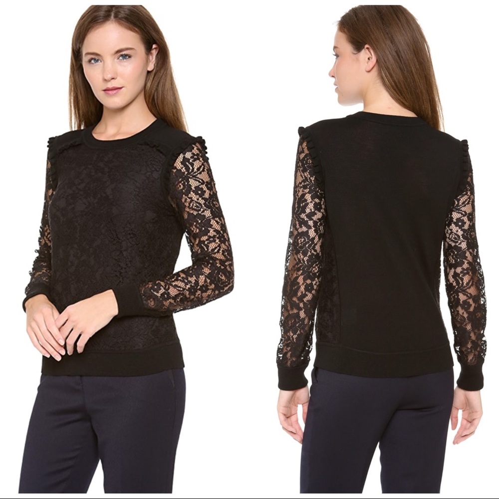 NEW Tory Burch Dina Merino Wool Lace Sweater Large
